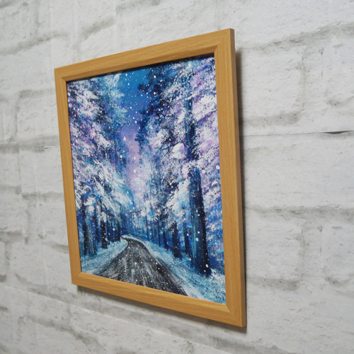 油絵 油彩 油彩画 絵画【冬の道路】 絵画 HR 通販 18398609