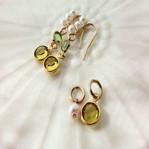 ヴィンテージスワロフスキーのシャネルピアス ペンダントトップ レモン  