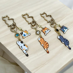 彩様オーダー専用　ツギハギ猫ちゃんキーホルダー　8点 新作❤︎【送料無料】〈2点セット〉♡脱力ネコちゃん
