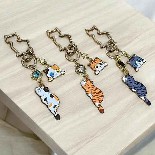 専用★　レジン猫チャーム　キーホルダー　三毛猫　白猫　茶トラ　ハンドメイド bunny and rabbit | 三毛猫さんのレジンキーホルダーができまし