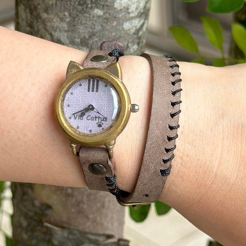 手作り腕時計 Via Cattus(サバとら猫 ダブルベルト) 腕時計 Via Romana