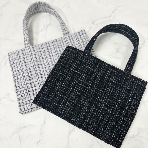 ÉPINE ブラックツイードトートバッグ epine ツイード トートバッグ - メルカリ