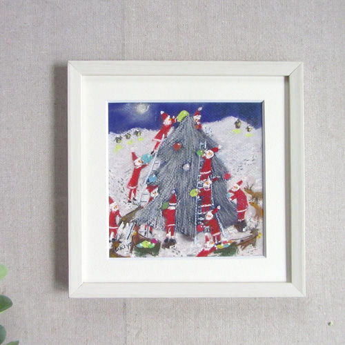 森のxmas ハンドメイドパステル画絵画アート原画