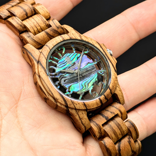 木製腕時計】EINBAND Freiheit Zebrawood アバロンシェル文字盤