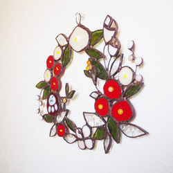 ステンドグラスのお正月だるまさんリース 6枚目の画像