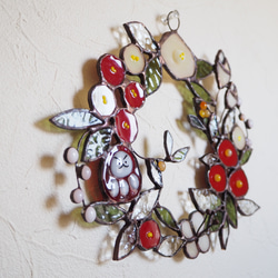 ステンドグラスのお正月だるまさんリース 5枚目の画像