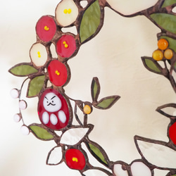 ステンドグラスのお正月だるまさんリース 8枚目の画像