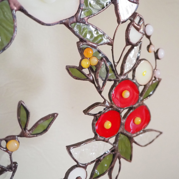 ステンドグラスのお正月だるまさんリース 9枚目の画像