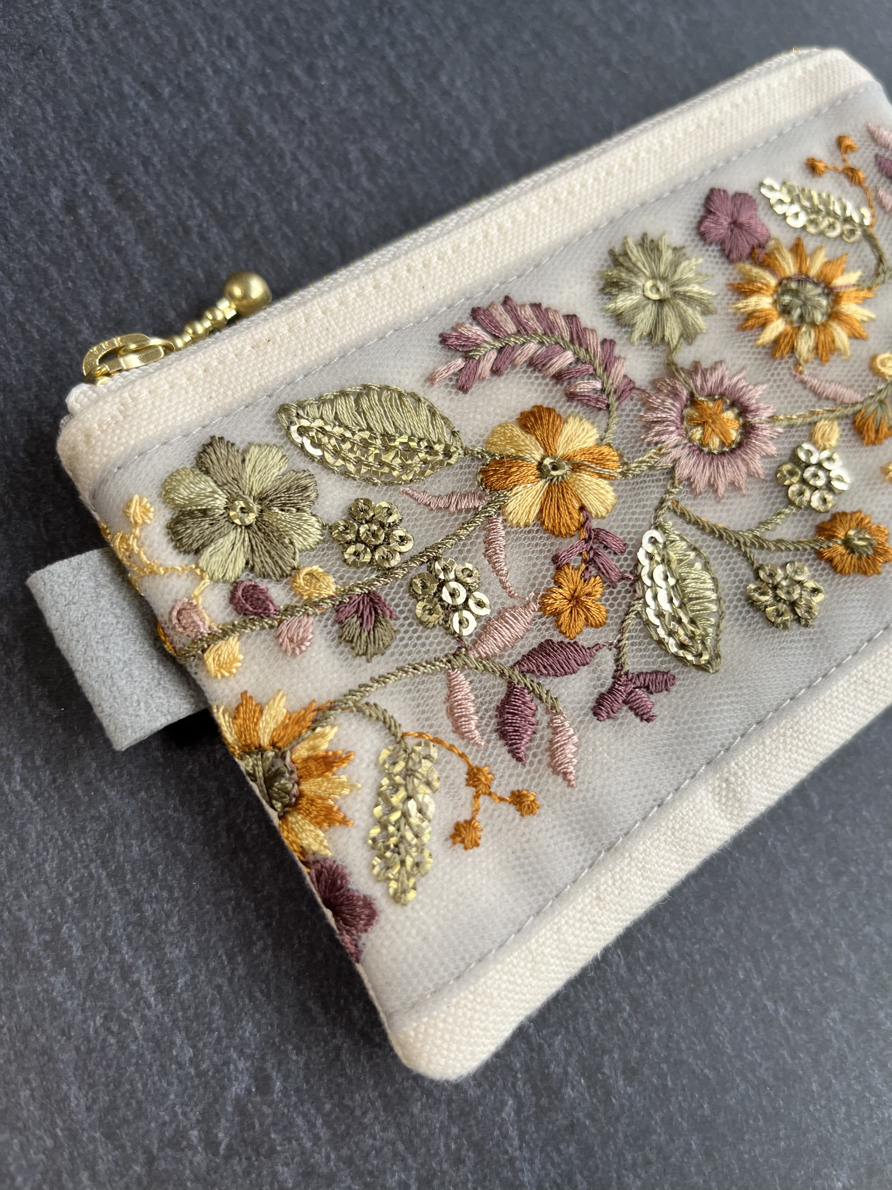 【リュンヌ】インド刺繍リボン・ミニポーチ(S)