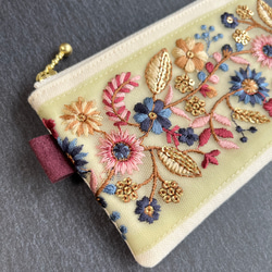 【リュンヌ】インド刺繍リボン・ミニポーチ インド刺繍リボンのフェイクレザーミニポーチ ポーチ ume 通販