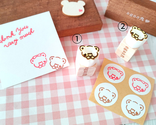 1つ450円】『♡ほっぺくまちゃん リボンくまちゃんミニはんこ