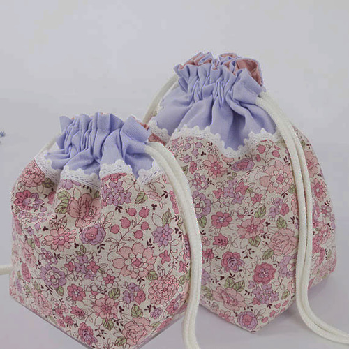 入園入学セット　フリル　花柄　パープル　紫 女の子　大人かわいい お名前刺繍可能♡セット割♡入園・入学3点セット＊パープルの花
