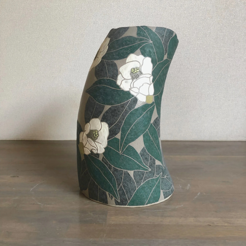 上野焼 緑色の陶器花瓶 木箱付き 新感覚上野焼花瓶023 一輪挿し・花瓶・花器 NeoAganoCeramic 通販