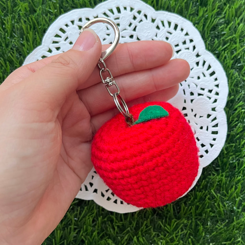 ごろっと大きいあみぐるみキーホルダー＊ りんご キーホルダー ぽん