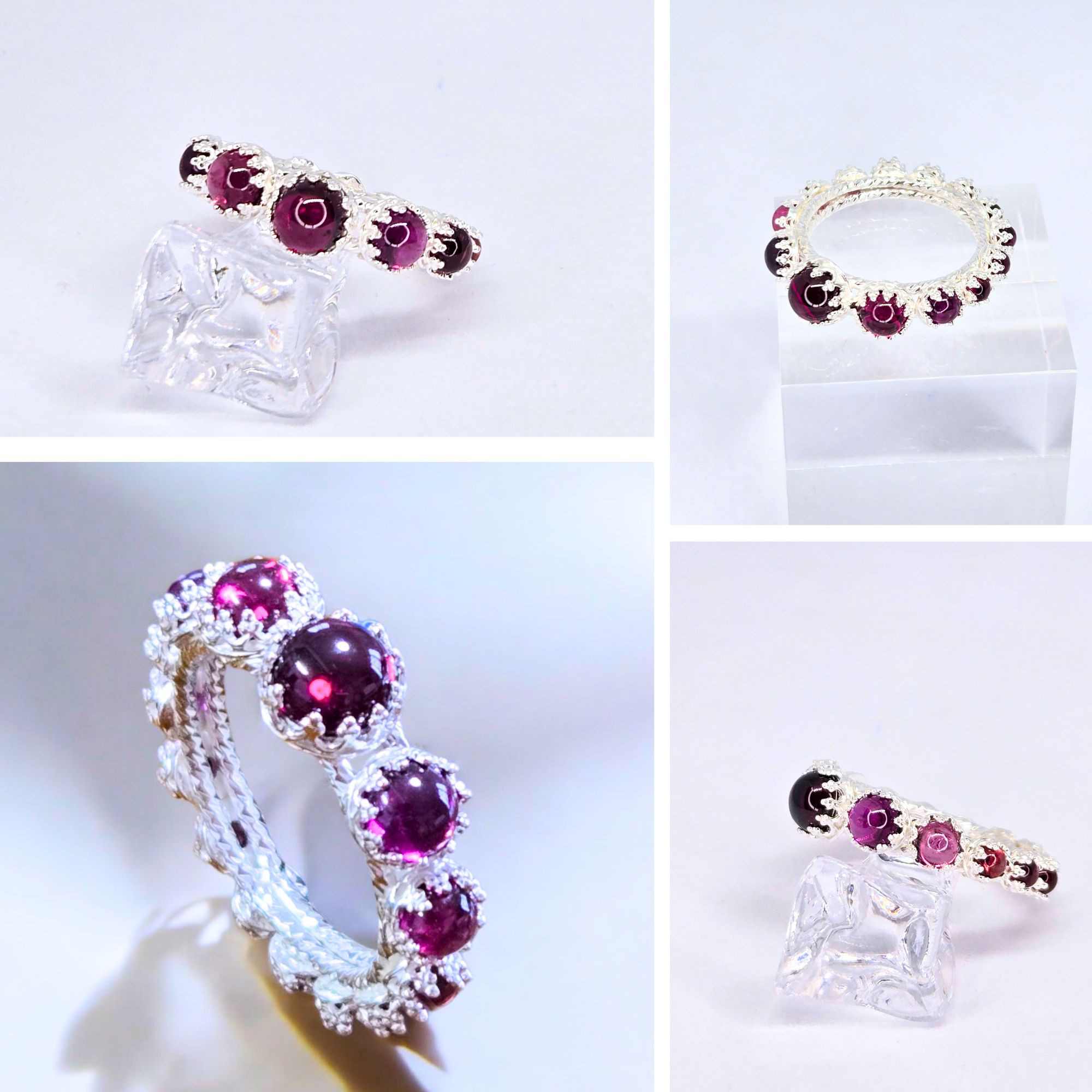 天然石グルグルリング　ガーネット　１６号