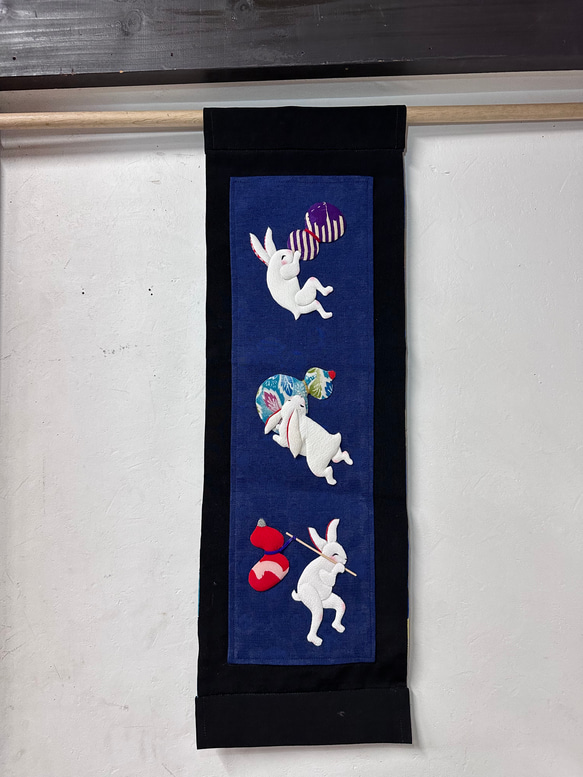 古布 押絵 縮緬細工 ハンドメイド お正月遊び兎 古布 押絵 縮緬細工