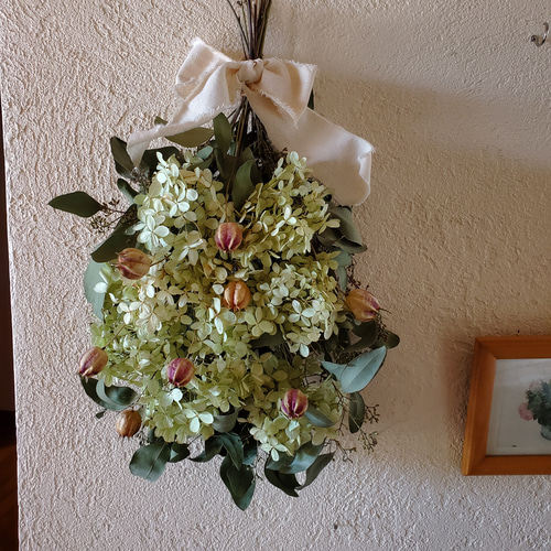 ユーカリと紫陽花のスワッグ☆.縦長系 スワッグ GREEN ROSE 通販