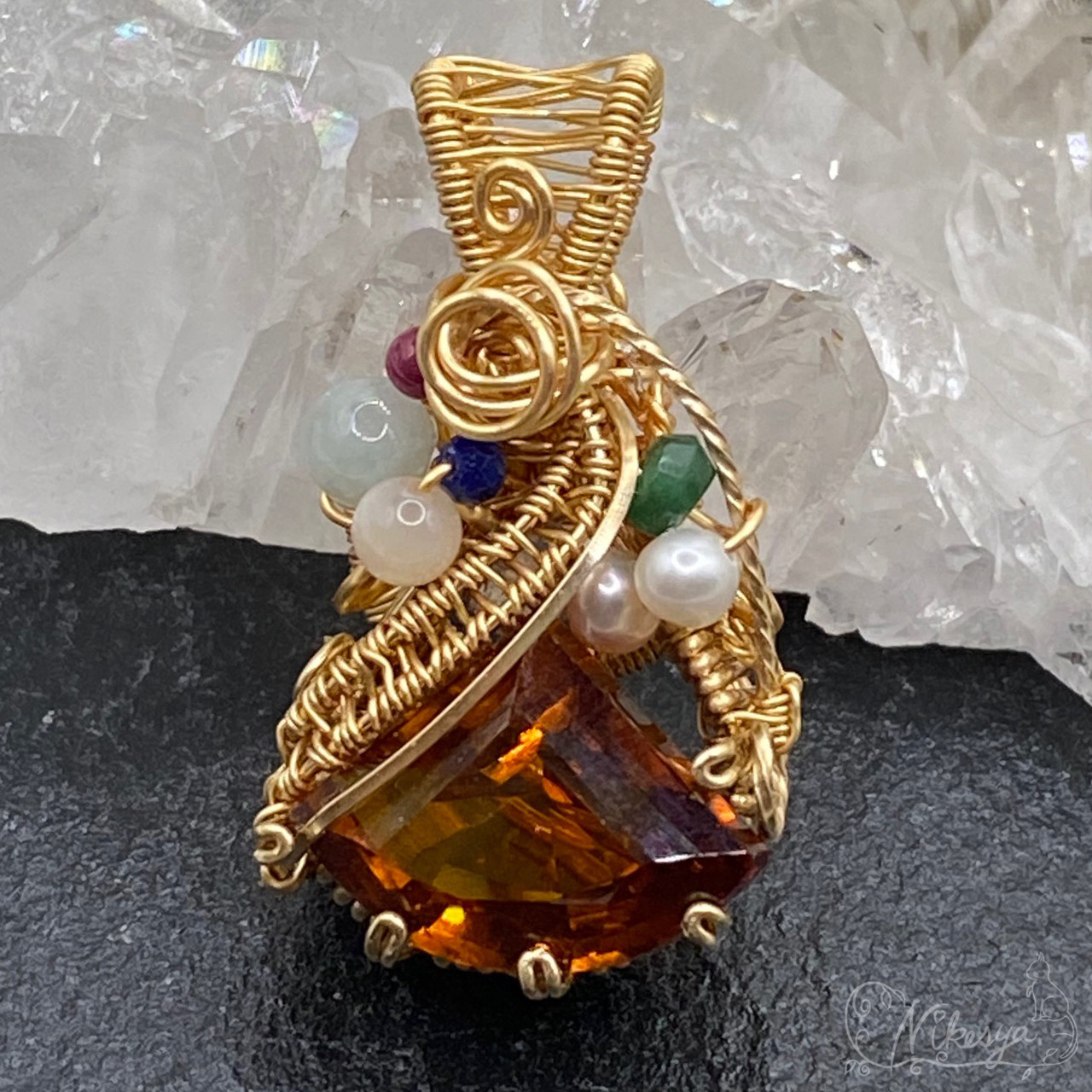 【14kgf】ヘソナイトガーネット (Hessonit)ペンダントトップ【金属アレルギー対応】【1月誕生石】【送料無料】