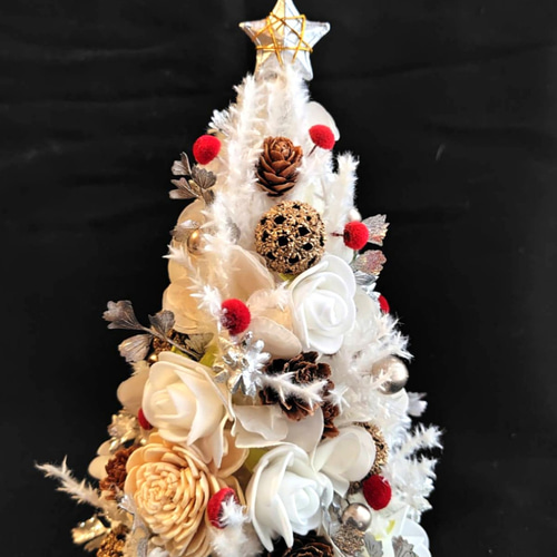 クリスマスツリー 卓上タイプ コンパクト ホワイト シルバー クリアBOX