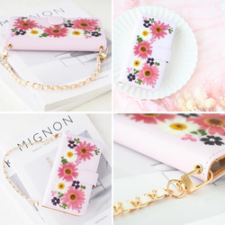 ＊春色マーガレットの押し花スマホケース＊250 手帳型 全機種対応 本物のお花 iPhone17 Android 4枚目の画像