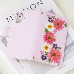 ＊春色マーガレットの押し花スマホケース＊250 手帳型 全機種対応 本物のお花 iPhone17 Android 3枚目の画像