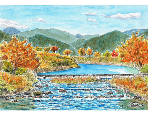 水彩アート「春の交差点」手描き、1点物、真筆。 a7a0aa969e20a74117802fe4e8f8ce