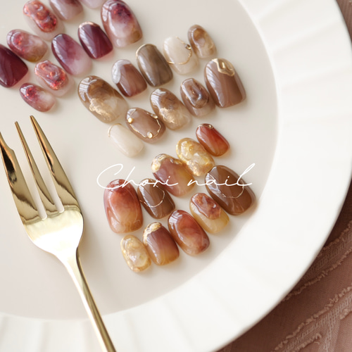 秋のスイーツニュアンスネイル-マロンケーキ-◇ネイルチップ