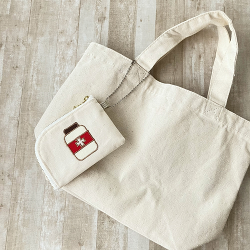 小さいお薬L字ファスナーポーチ【キナリ】 ポーチ sugar-K工房- 通販