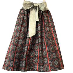 送料無料 着物 リメイク 正絹 縮緬 総絞り 切替 ロングワンピース L