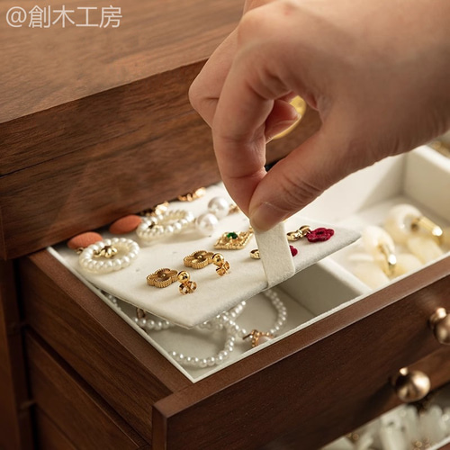 3段引き出し付きのジュエリーボックス アクセサリー展示 ジュエリー