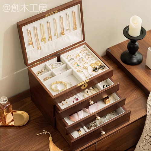 NS　遺品整理品多様なデザインのジュエリーセット 3段引き出し付きのジュエリーボックス アクセサリー展示