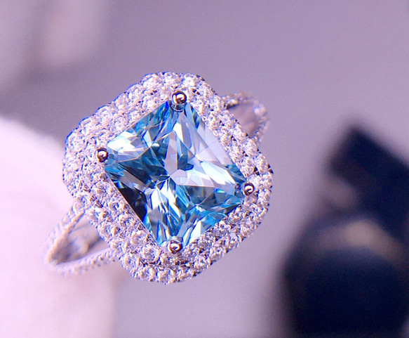 天然アクアマリン指輪 2.02ct天然アクアマリン リング 天然ダイヤモンド 高品質 K18 指輪