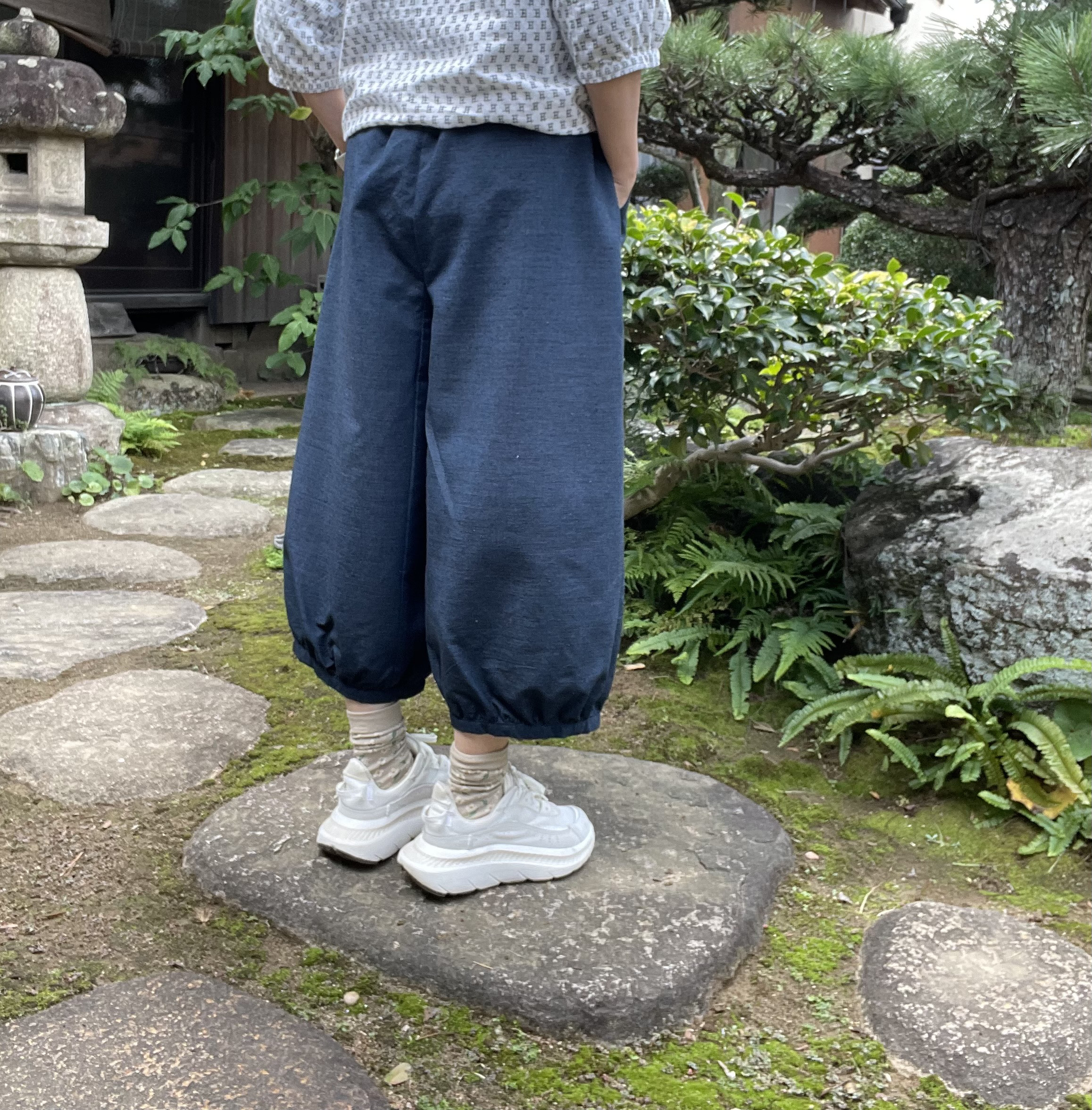着物リメイク　サーカスパンツ　紬　明るいベージュ 着物リメイク【大人ゆるっとサーカスパンツ】何枚も作りたい
