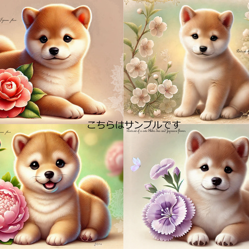 柴犬とすずらんパネル生地　ハンドメイド オリジナル 生地 ハンドメイド素材 パネル生地 柴犬 和花 生地
