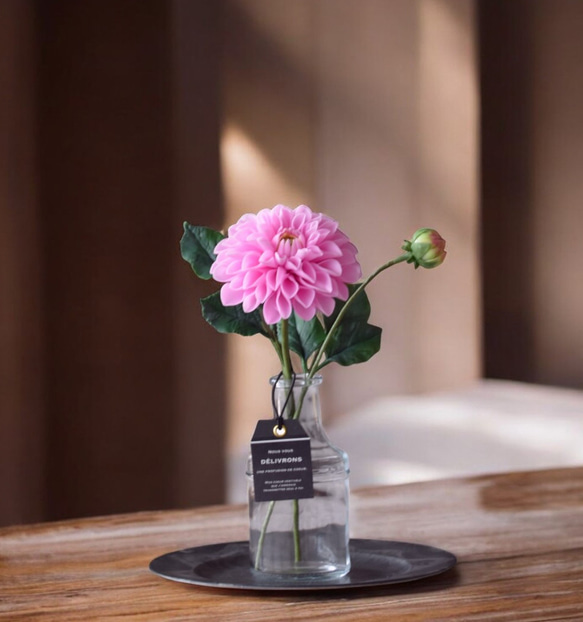 ◇粘土のお花◇ ダリア ピンク D1086 アートフラワー Old