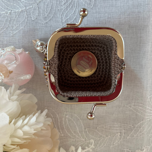 最終お値下げ【未使用・長期保管品】ビーズ財布 ビーズがま口財布 小銭入れ 大人かわいい