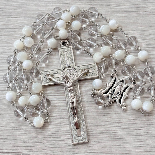 ◎K053-ロザリオ【マザーオブパール】【お値引対象品】