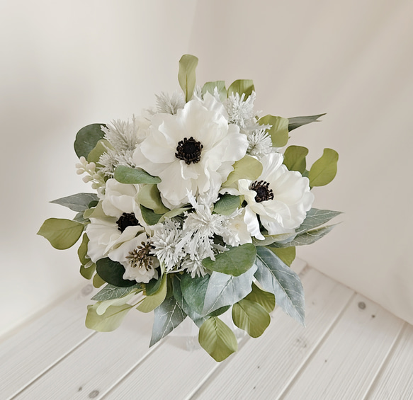 ブーケ&ブートニア ウェディングブーケ&ブートニア ミモザ他 黄・青系 造花 結婚式