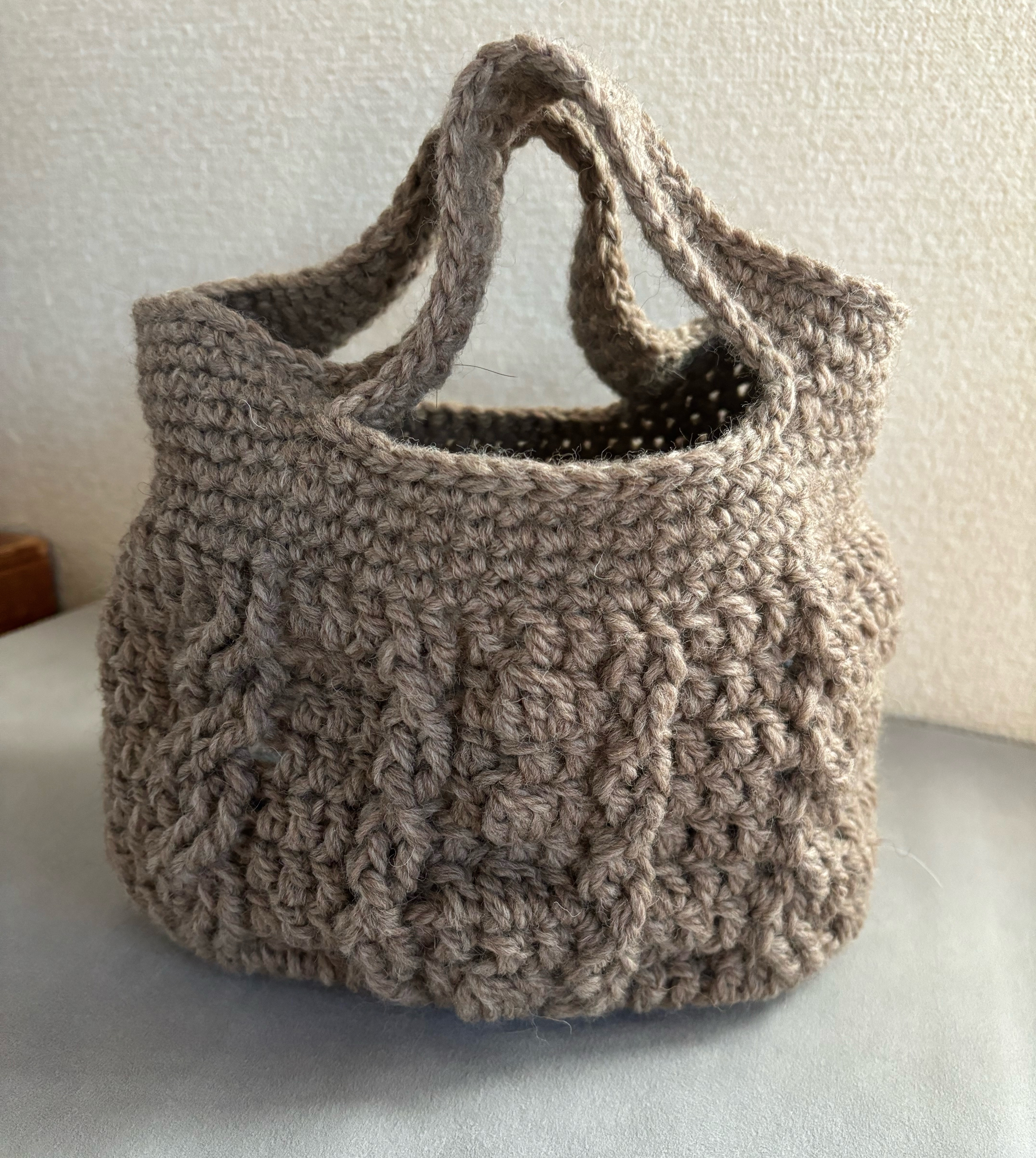 【runa 様】ハンドバッグ　アランニット　レザー　ハンドメイド 2451801fad1e815fff578eed1ea7c6