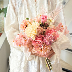 ピンクの胡蝶蘭 南国風ブーケ ウェディングブーケ ブーケ 造花ブーケ