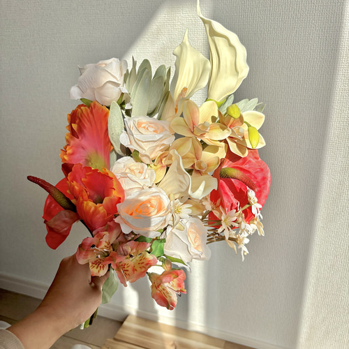 アンスリウムとカラーのブーケ ウェディングブーケ ブーケ 造花ブーケ