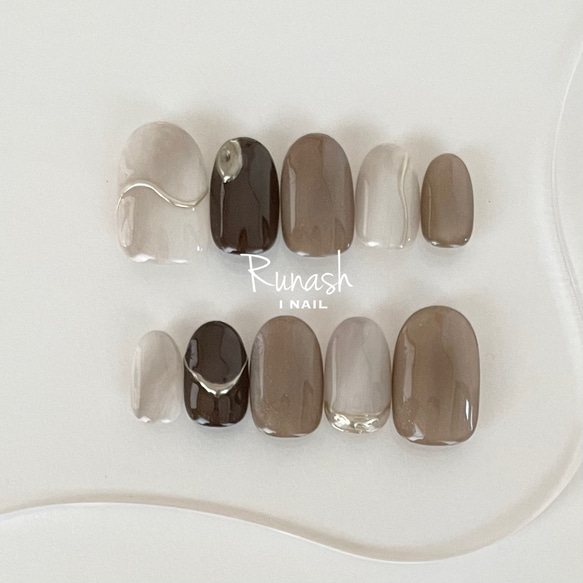 大人シンプル】チョコブラウン ネイルチップ ネイルチップ（つけ爪