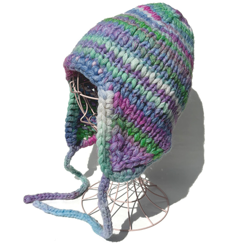 ニットビーニー】イタリア糸 イヤーフラップ チャンキービーニー BLUE