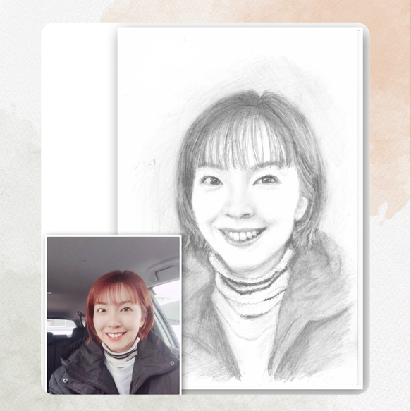 鉛筆画 肖像画 リアルだけど優しい似顔絵 ふんわり優しく仕上げます