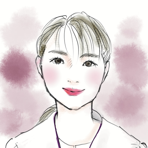 シンプルで優しい似顔絵イラスト 水彩画風 デジタルイラスト