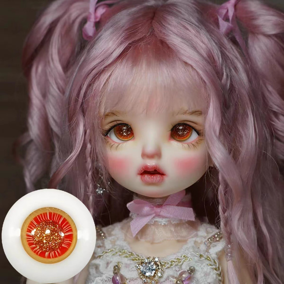 sdドールアイ 12mm レッドキラキラした瞳 14mm ドールアイ