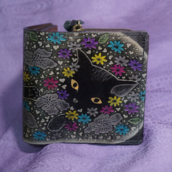 猫のデザイン レザークラフト siamese cat f小銭入れポーチ catwalk