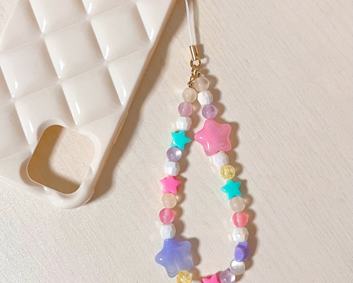 No.54【スマホストラップ】✧supplies✧《韓国 可愛い ビーズ ハンド