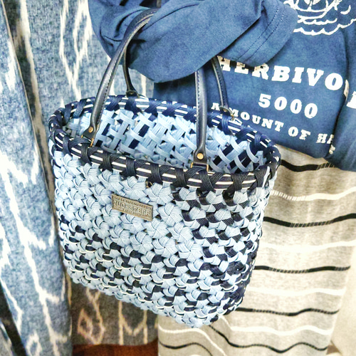 オーダー専用 クラフトバンド花結び かごバッグ How to make a paper band flower knot bag #1 [Subtitled