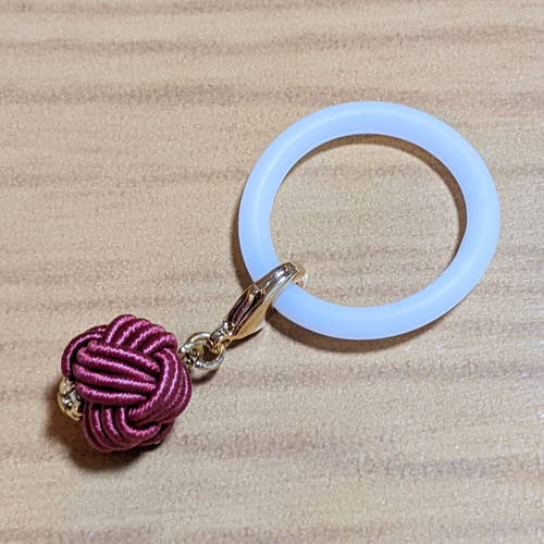 水引玉結びアンブレラマーカー 臙脂色 キーホルダー mizuhiki konatsu